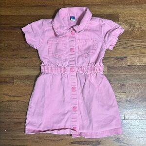 Old Navy girls pink denim dress with snaps and pockets